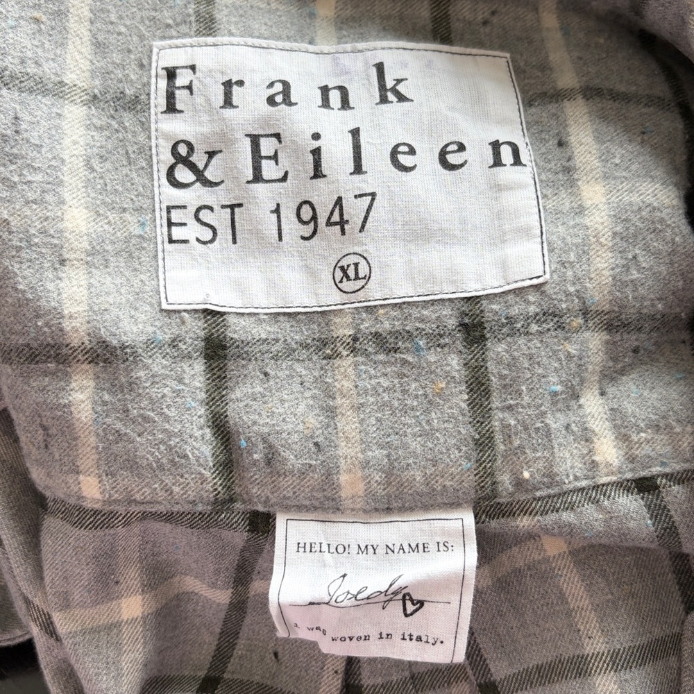 Frank and Eileen Joedy Flannel Grey Plaid Shirt Button Down Top Womens Sz XL - Picture 8 of 12